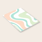 Retro Liquid Candy Swirl Abstract Pattern in Pastel Mint Teal and Salmon Blush on White Notebook Gallery Image 3