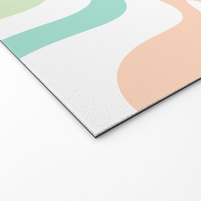 Retro Liquid Candy Swirl Abstract Pattern in Pastel Mint Teal and Salmon Blush on White Welcome Mat Gallery Image 2