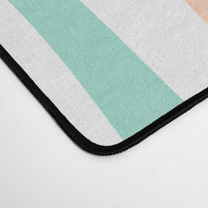 Retro Liquid Candy Swirl Abstract Pattern in Pastel Mint Teal and Salmon Blush on White Desk Mat Gallery Image 4