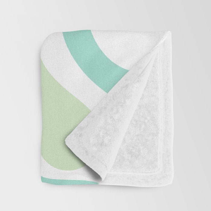 Retro Liquid Candy Swirl Abstract Pattern in Pastel Mint Teal and Salmon Blush on White Throw Blanket Gallery Image 3