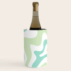 Retro Liquid Candy Swirl Abstract Pattern in Pastel Mint Teal and Salmon Blush on White Wine Chiller Gallery Image 1