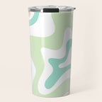 Retro Liquid Candy Swirl Abstract Pattern in Pastel Mint Teal and Salmon Blush on White Travel Mug Gallery Image 1