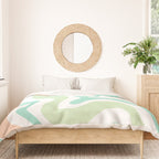 Retro Liquid Candy Swirl Abstract Pattern in Pastel Mint Teal and Salmon Blush on White Duvet Cover Gallery Image 3