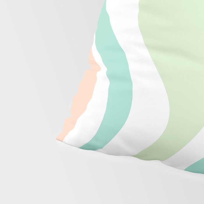 Retro Liquid Candy Swirl Abstract Pattern in Pastel Mint Teal and Salmon Blush on White Pillow Sham Gallery Image 4