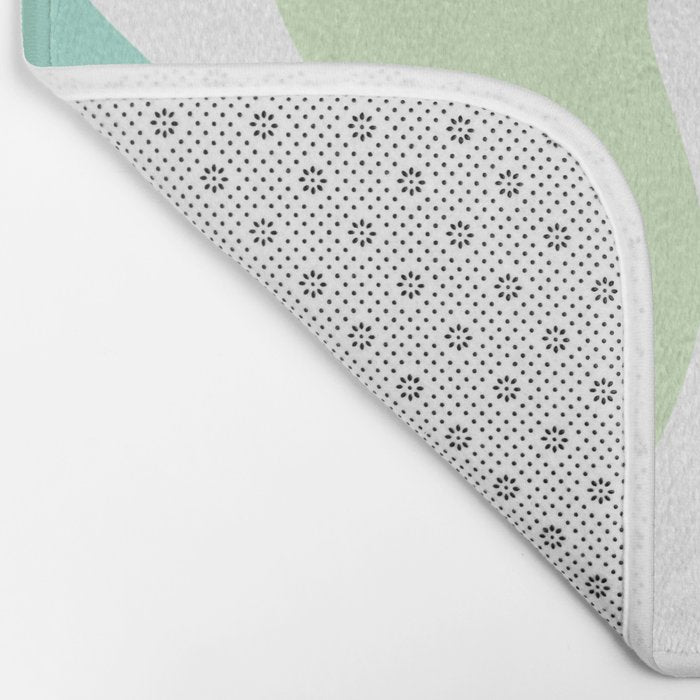 Retro Liquid Candy Swirl Abstract Pattern in Pastel Mint Teal and Salmon Blush on White Bath Mat Gallery Image 2