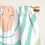 Retro Liquid Candy Swirl Abstract Pattern in Pastel Mint Teal and Salmon Blush on White Window Curtain Gallery Image 2