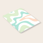 Retro Liquid Candy Swirl Abstract Pattern in Pastel Mint Teal and Salmon Blush on White Notebook Gallery Image 2