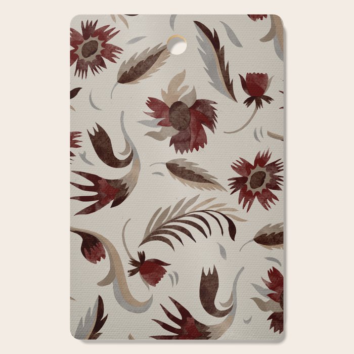 floral folk background red Cutting Board Gallery Image 1