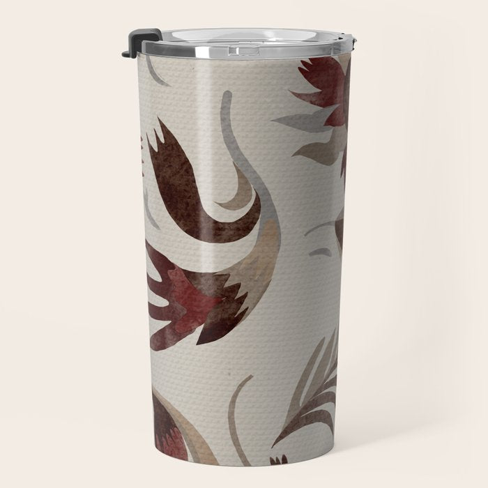 floral folk background red Travel Mug Gallery Image 3