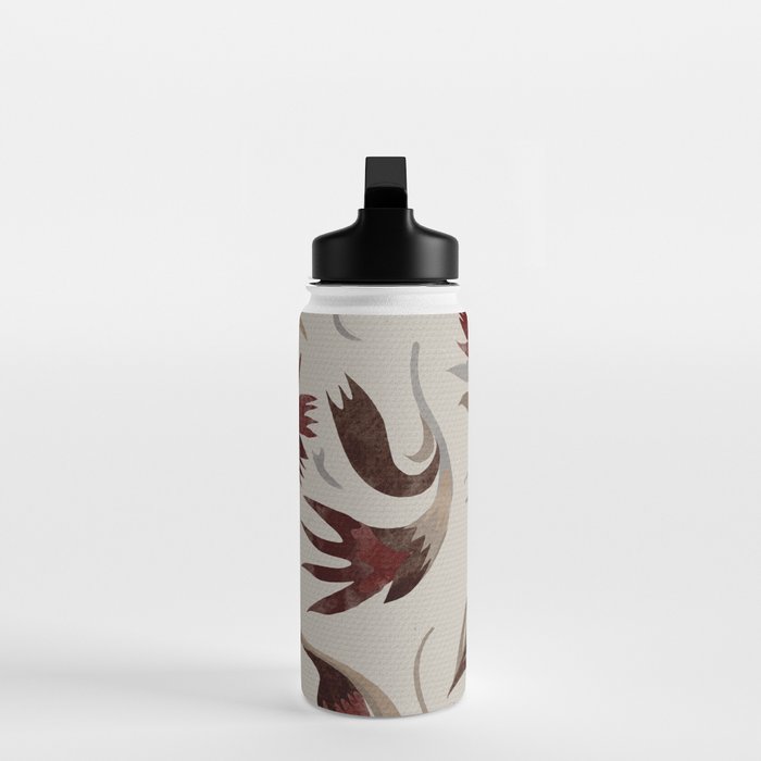 floral folk background red Water Bottle Gallery Image 3