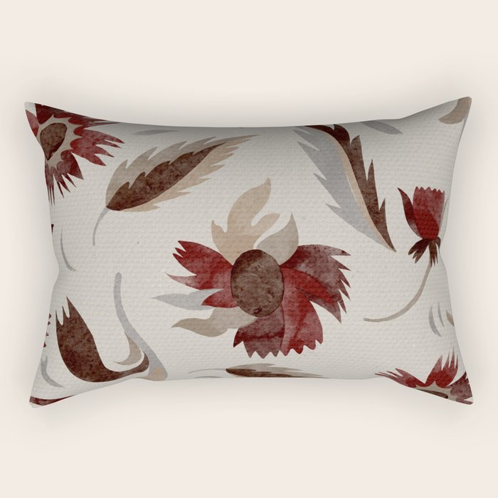floral folk background red Rectangular Pillow Gallery Image 1