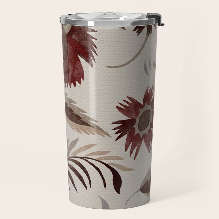 floral folk background red Travel Mug Gallery Image 2