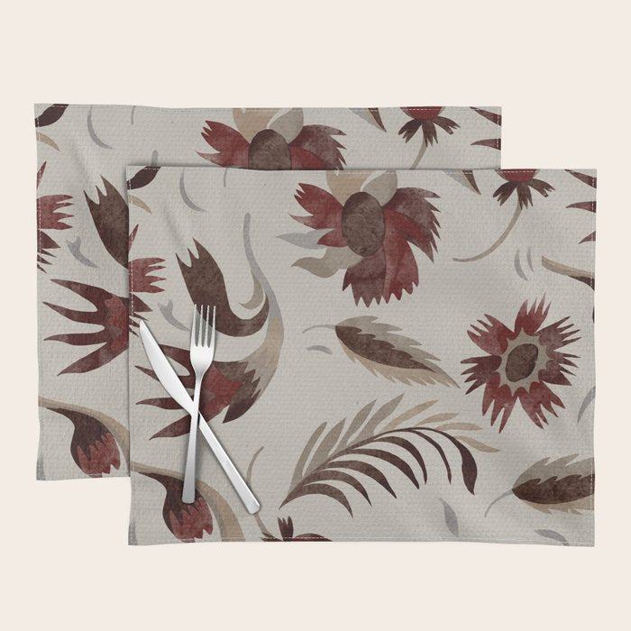floral folk background red Placemat Gallery Image 1
