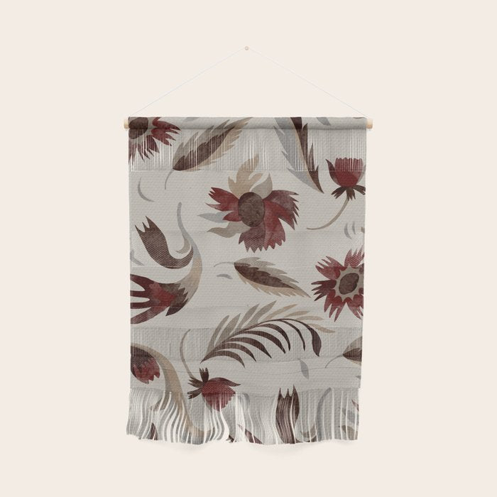 floral folk background red Wall Hanging Gallery Image 1