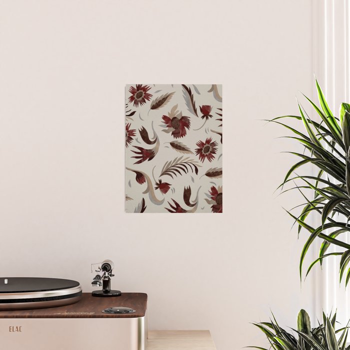 floral folk background red Poster Gallery Image 2