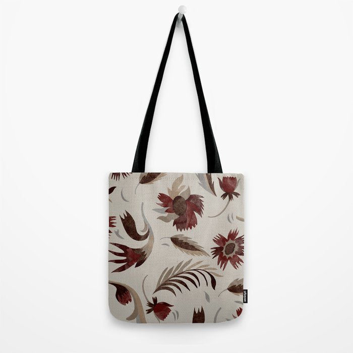 floral folk background red Tote Bag Gallery Image 2