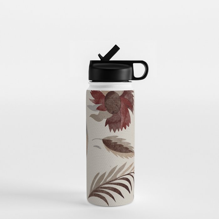 floral folk background red Water Bottle Gallery Image 1