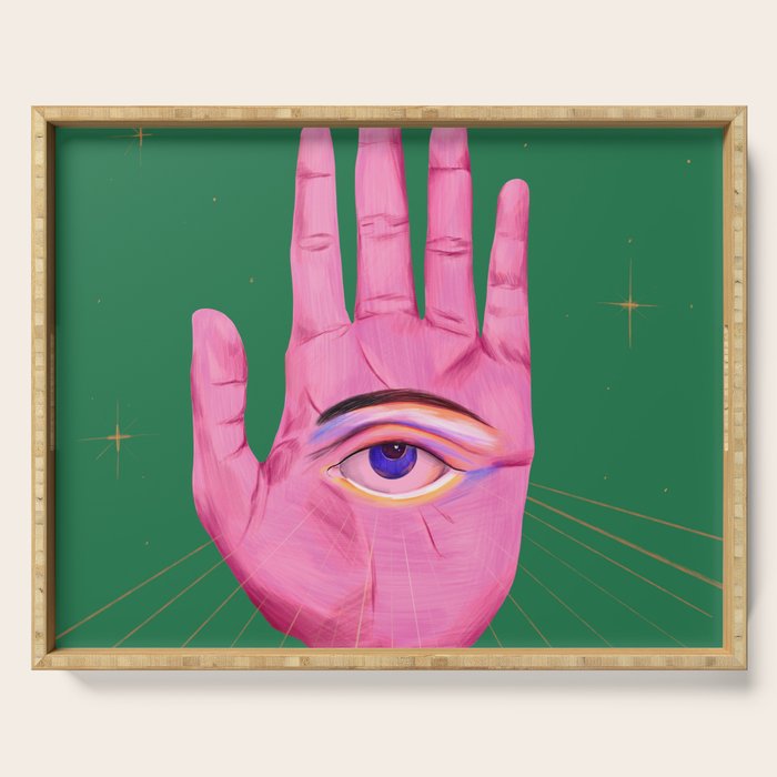 Pink Psychedelic Evil Eye Serving Tray Gallery Image 1