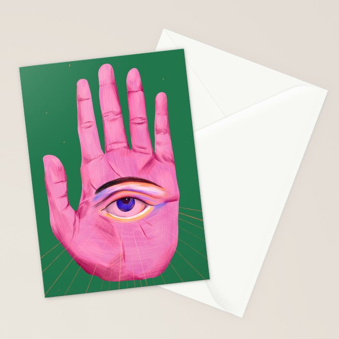 Pink Psychedelic Evil Eye Stationery Card Gallery Image 2