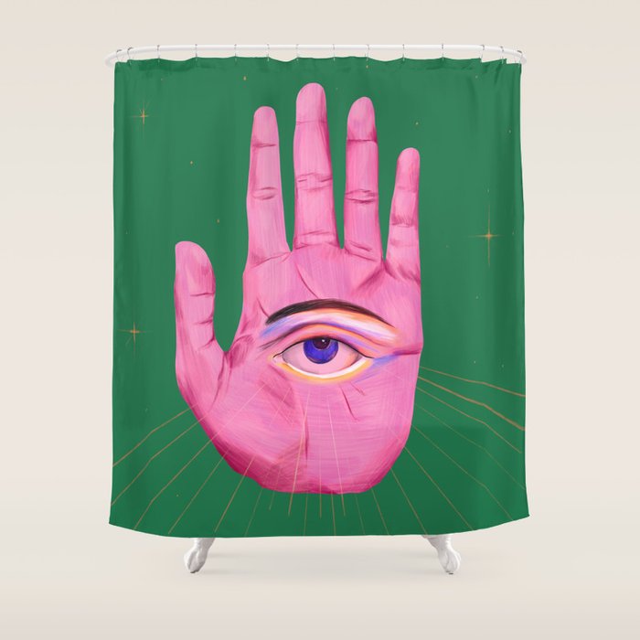 Pink Psychedelic Evil Eye Shower Curtain Gallery Image 1