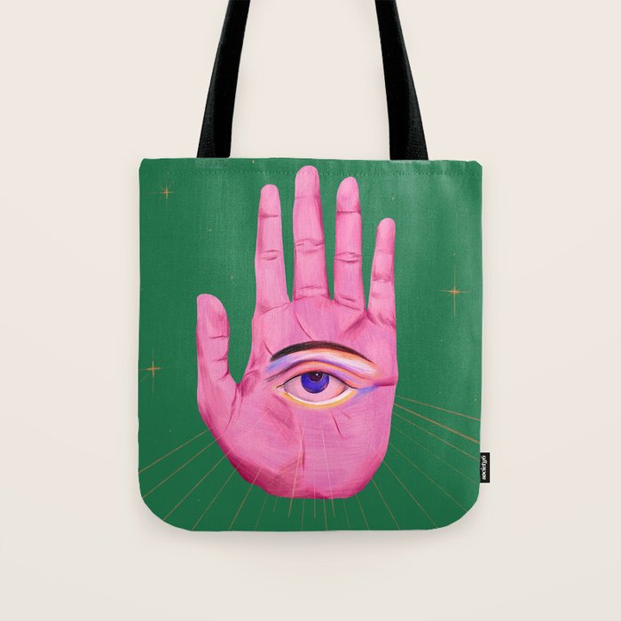 Pink Psychedelic Evil Eye Tote Bag Gallery Image 1