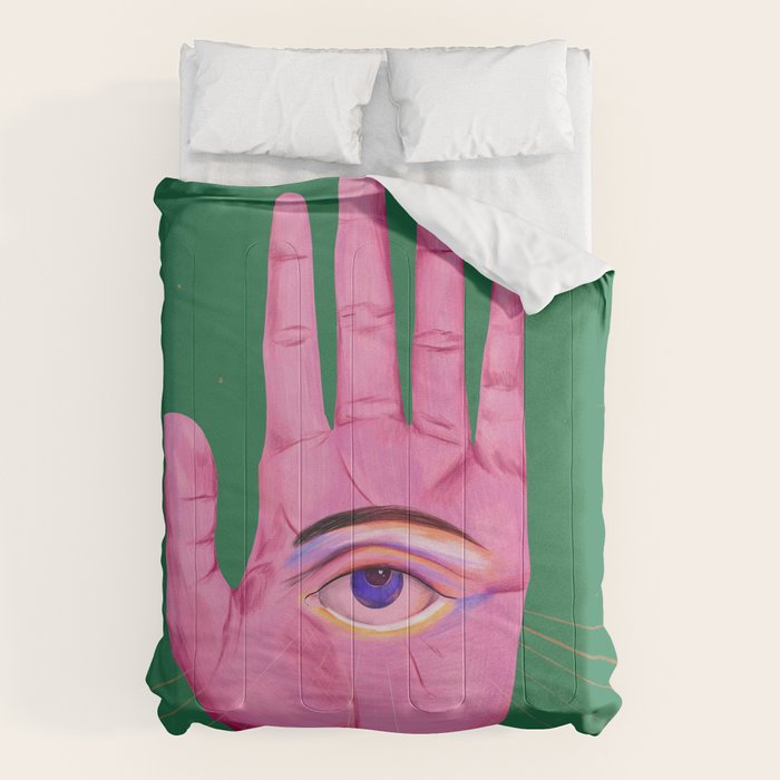 Pink Psychedelic Evil Eye Comforter Gallery Image 1