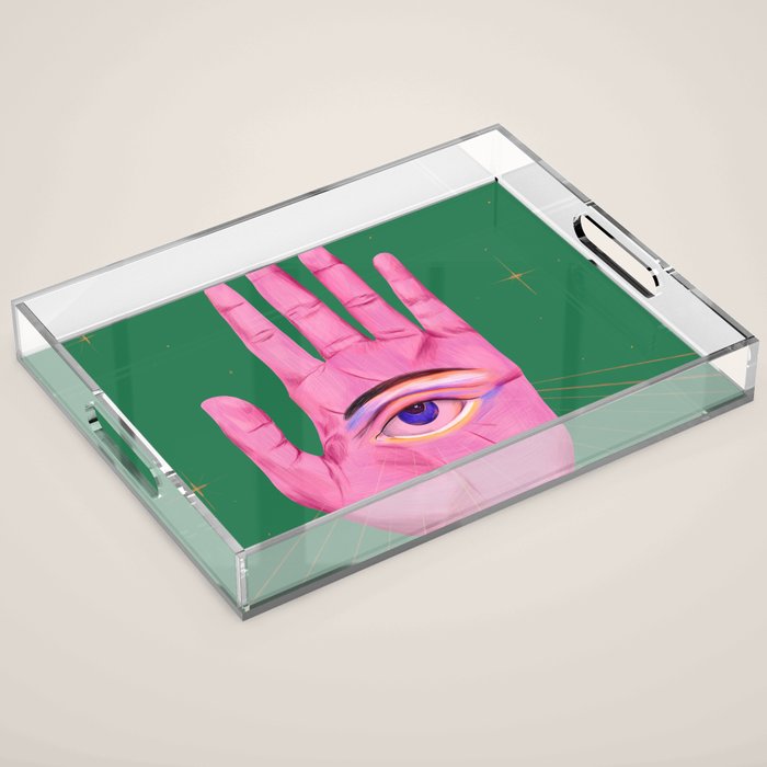 Pink Psychedelic Evil Eye Acrylic Tray Gallery Image 1