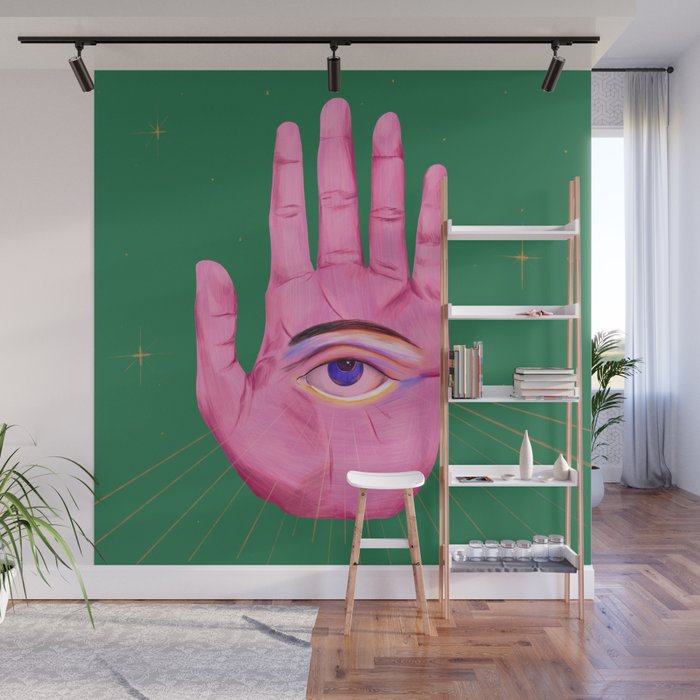 Pink Psychedelic Evil Eye Wall Mural Gallery Image 1