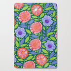 Folk Floral Blossoms in Turquoise Cutting Board Gallery Image 1