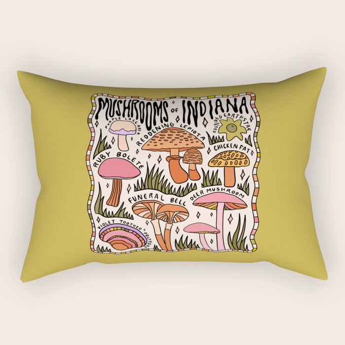 Mushrooms of Indiana Rectangular Pillow Gallery Image 1