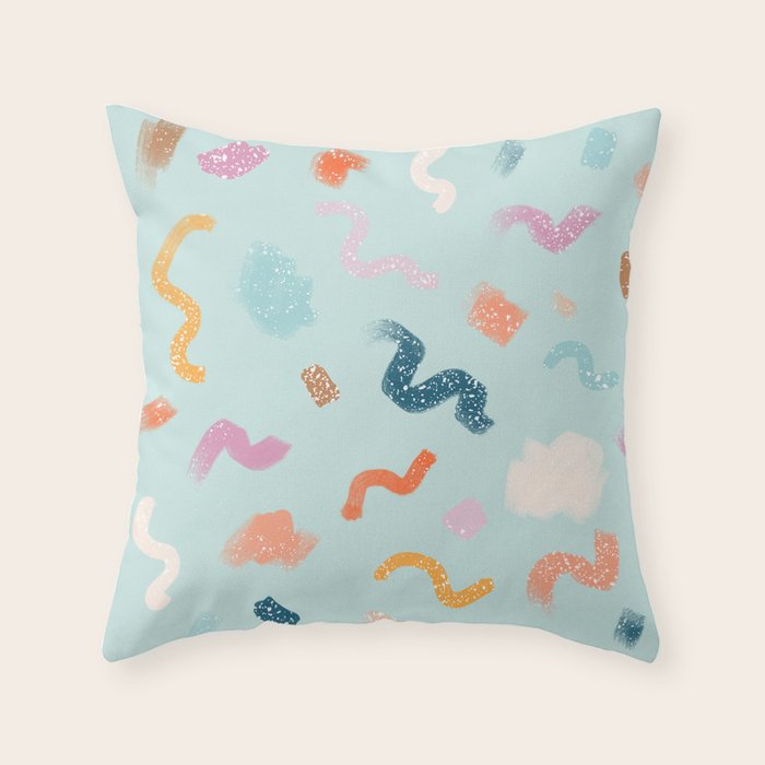 Abtract Colorful Brush Pattern Throw Pillow Gallery Image 1