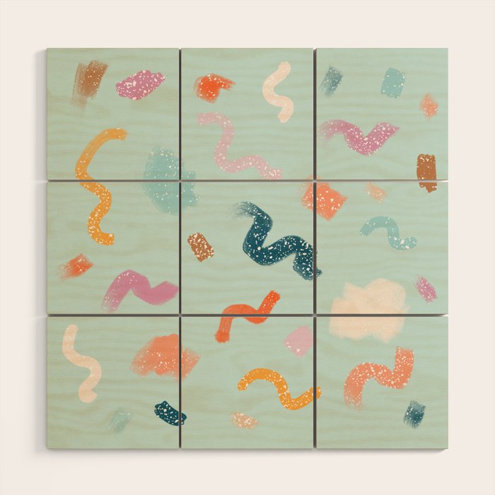 Abtract Colorful Brush Pattern Wood Wall Art Gallery Image 1