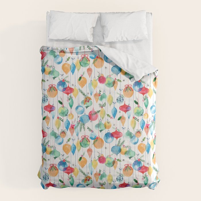 Holiday 2025 Christmas Colorful Baubles Comforter Gallery Image 1
