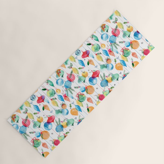 Holiday 2025 Christmas Colorful Baubles Yoga Mat Gallery Image 1