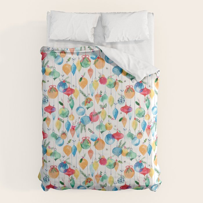 Holiday 2025 Christmas Colorful Baubles Duvet Cover Gallery Image 6
