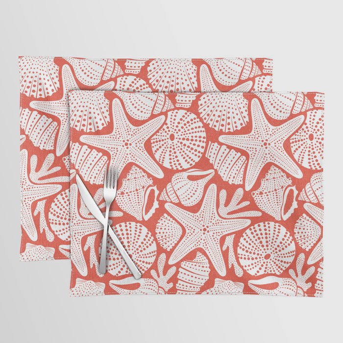 Ocean Floor Nautical Shells Red Placemat Gallery Image 1