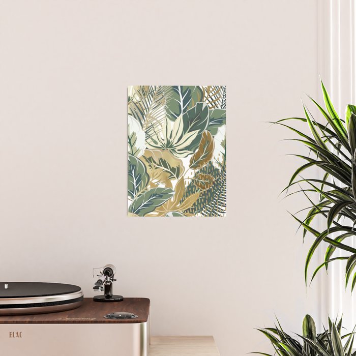 Wild Tropical Prints, Green and Gold Poster Gallery Image 2