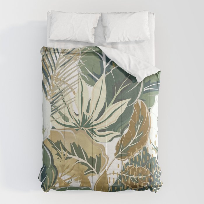 Wild Tropical Prints, Green and Gold Comforter Gallery Image 1