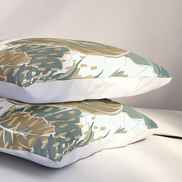 Wild Tropical Prints, Green and Gold Pillow Sham Gallery Image 3