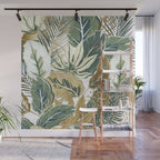 Wild Tropical Prints, Green and Gold Wall Mural Gallery Image 1