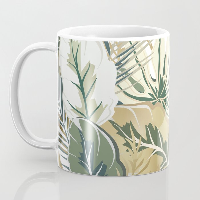 Wild Tropical Prints, Green and Gold Coffee Mug Gallery Image 3