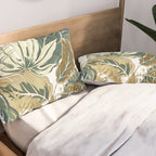 Wild Tropical Prints, Green and Gold Pillow Sham Gallery Image 2