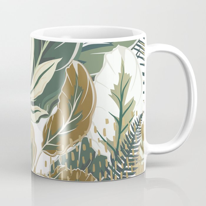 Wild Tropical Prints, Green and Gold Coffee Mug Gallery Image 1