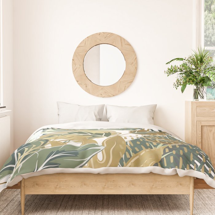 Wild Tropical Prints, Green and Gold Duvet Cover Gallery Image 3