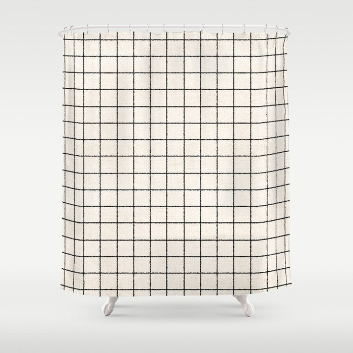LINEN GRID Shower Curtain Gallery Image 1