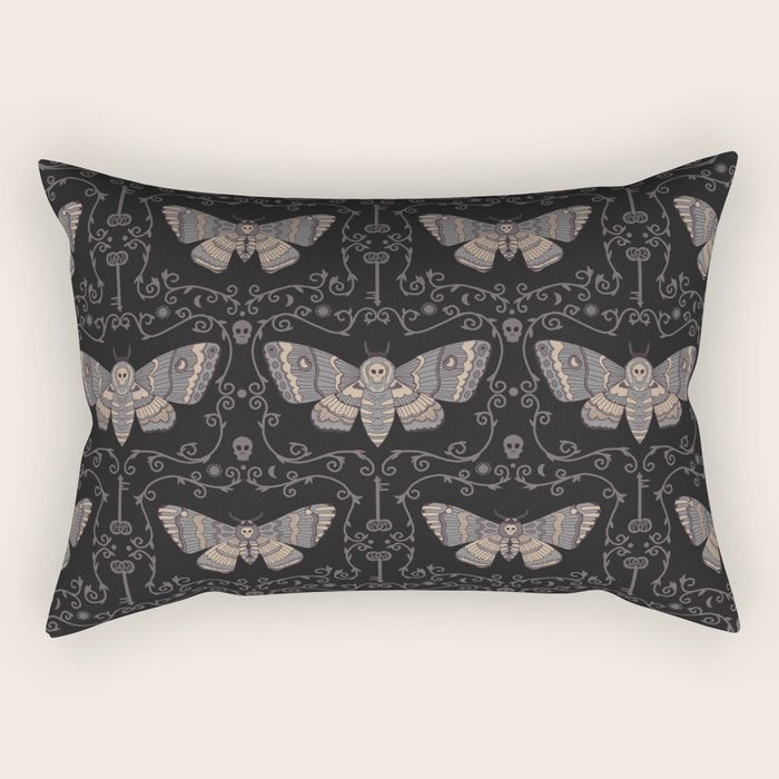 Taxidermy Death Moth at Midnight Rectangular Pillow Gallery Image 2