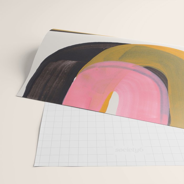 Hills Mid Century Modern Minimalist Fun Colorful Abstract Shapes Pink Yellow Black by Ejaaz Haniff Wrapping Paper Gallery Image 2