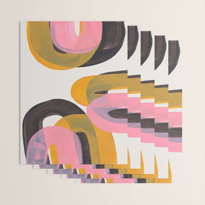 Hills Mid Century Modern Minimalist Fun Colorful Abstract Shapes Pink Yellow Black by Ejaaz Haniff Wrapping Paper Gallery Image 3