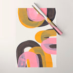 Hills Mid Century Modern Minimalist Fun Colorful Abstract Shapes Pink Yellow Black by Ejaaz Haniff Wrapping Paper Gallery Image 1