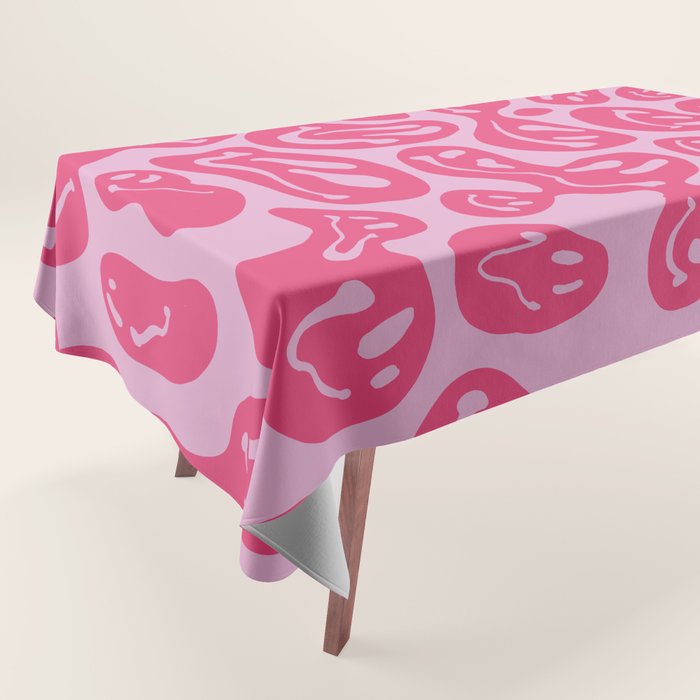 Pink Dripping Smiley Tablecloth Gallery Image 1